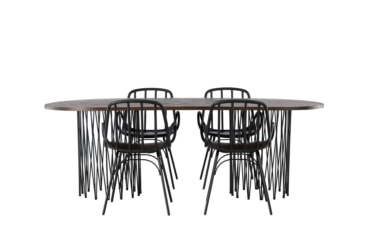 Dining Set Stone with the chairs Dyrön - Pakke med 4