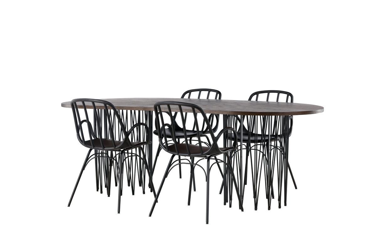 Dining Set Stone with the chairs Dyrön - Pakke med 4