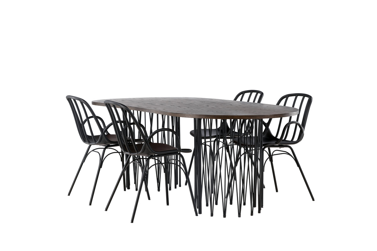 Dining Set Stone with the chairs Dyrön - Pakke med 4