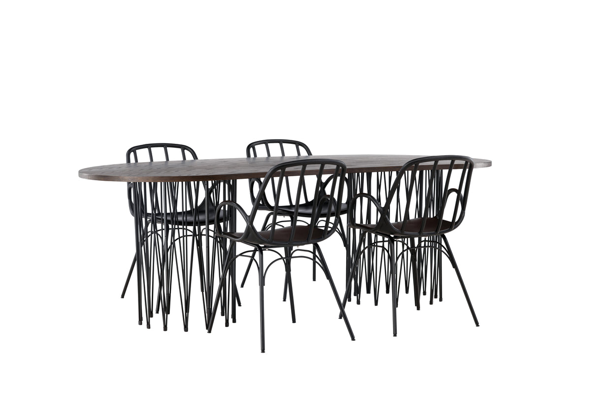 Dining Set Stone with the chairs Dyrön - Pakke med 4