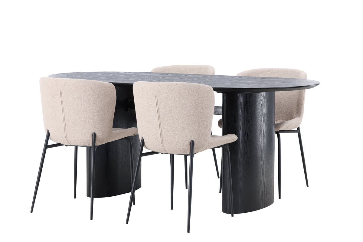 Dining Set Isolde with the chairs Modesto - Pakke med 4