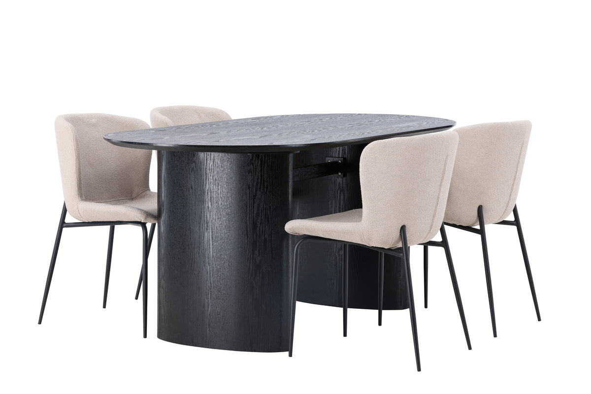 Dining Set Isolde with the chairs Modesto - Pakke med 4