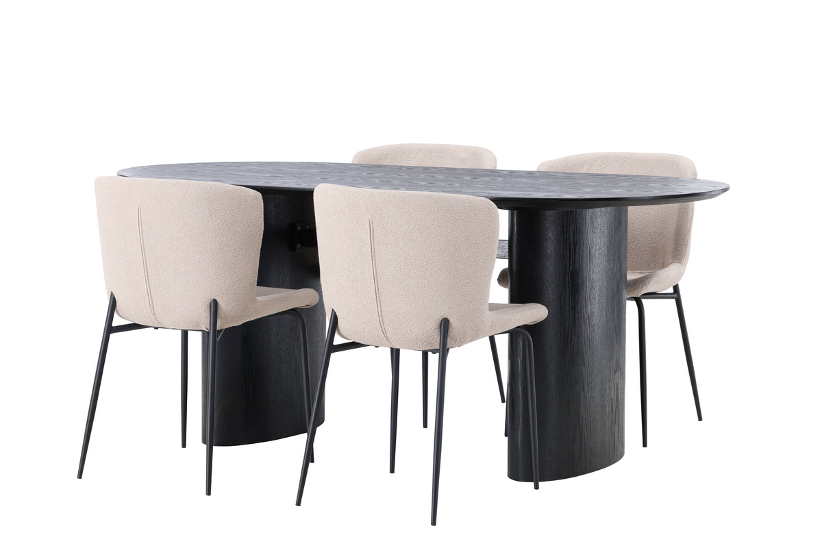 Dining Set Isolde with the chairs Modesto - Pakke med 4