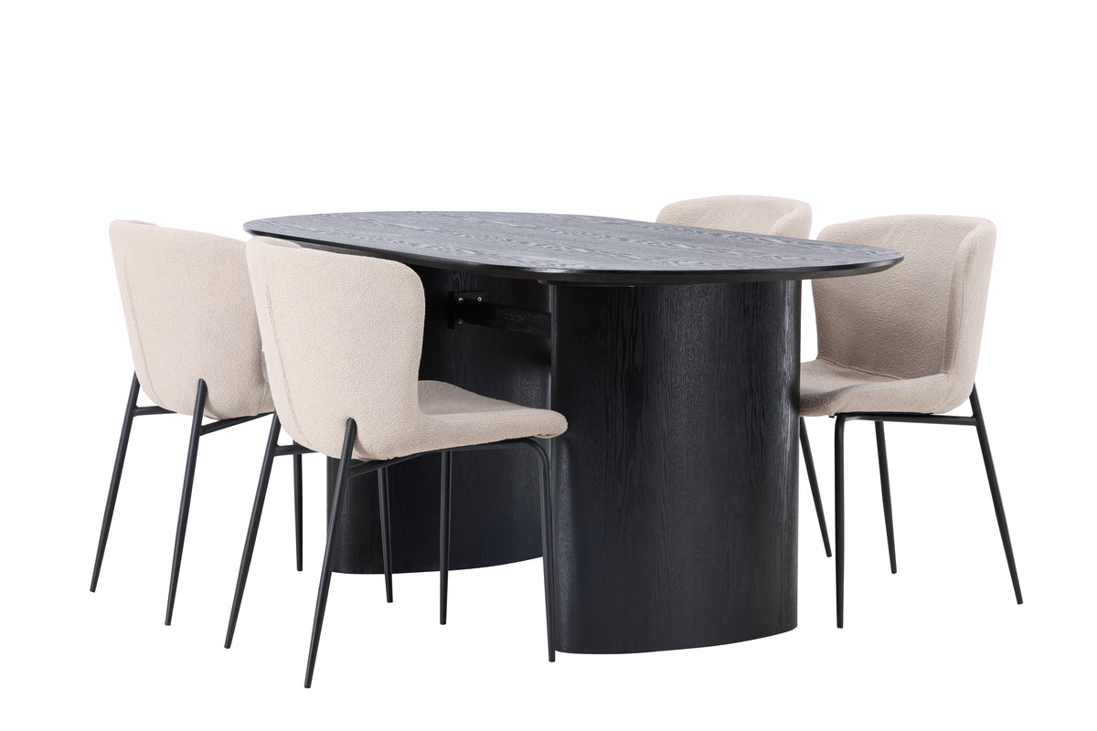 Dining Set Isolde with the chairs Modesto - Pakke med 4